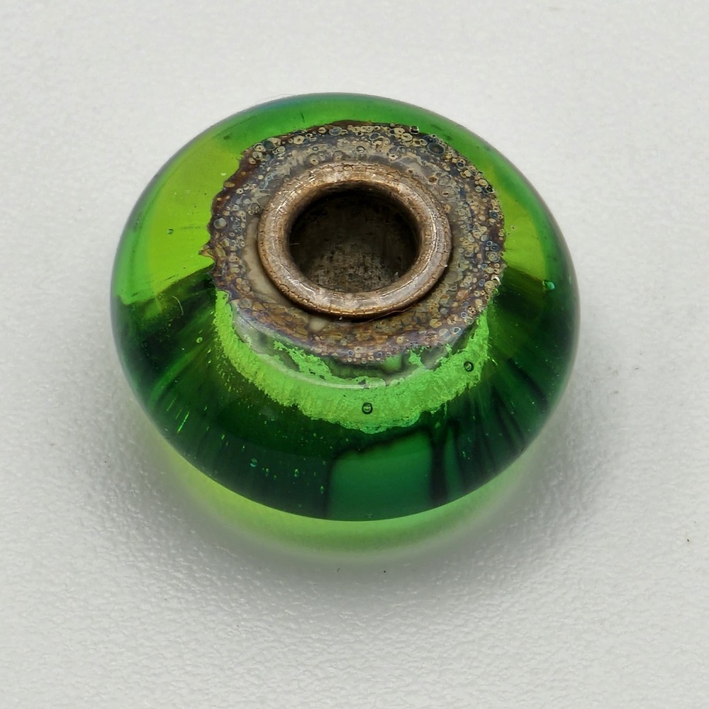 Authentic Trollbeads Green Earth Bead Charm Signed 925 LAA Sterling Silver